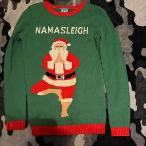 Green 'Namasleigh' Crewneck Holiday Sweater - Men's